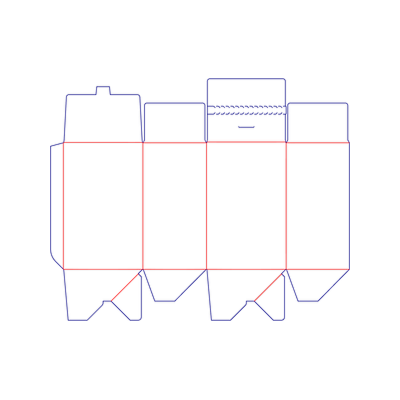 Dieline for a zipper-top folding carton with a perforated tear strip and auto-locking bottom panels.